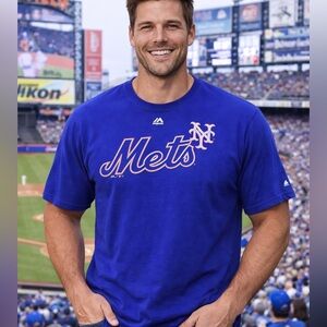 Majestic Triple Peak New York Mets T-Shirt Men’s Size Large Dual Sided MLB